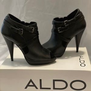 Black Leather Booties ALDO